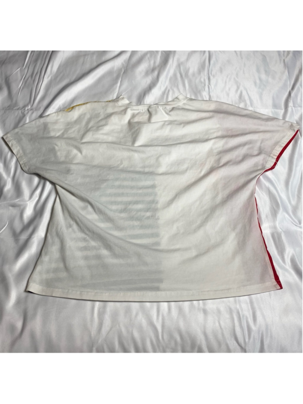 Women's Shein Short Sleeve Tee S White Red Black Striped - Picture 5 of 6